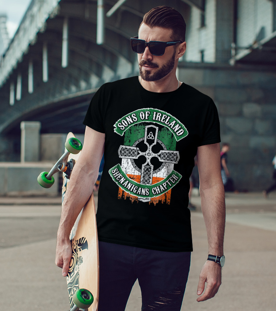 Sons Of Ireland Celtic Cross Flag Shenanigans Chapter T-Shirt