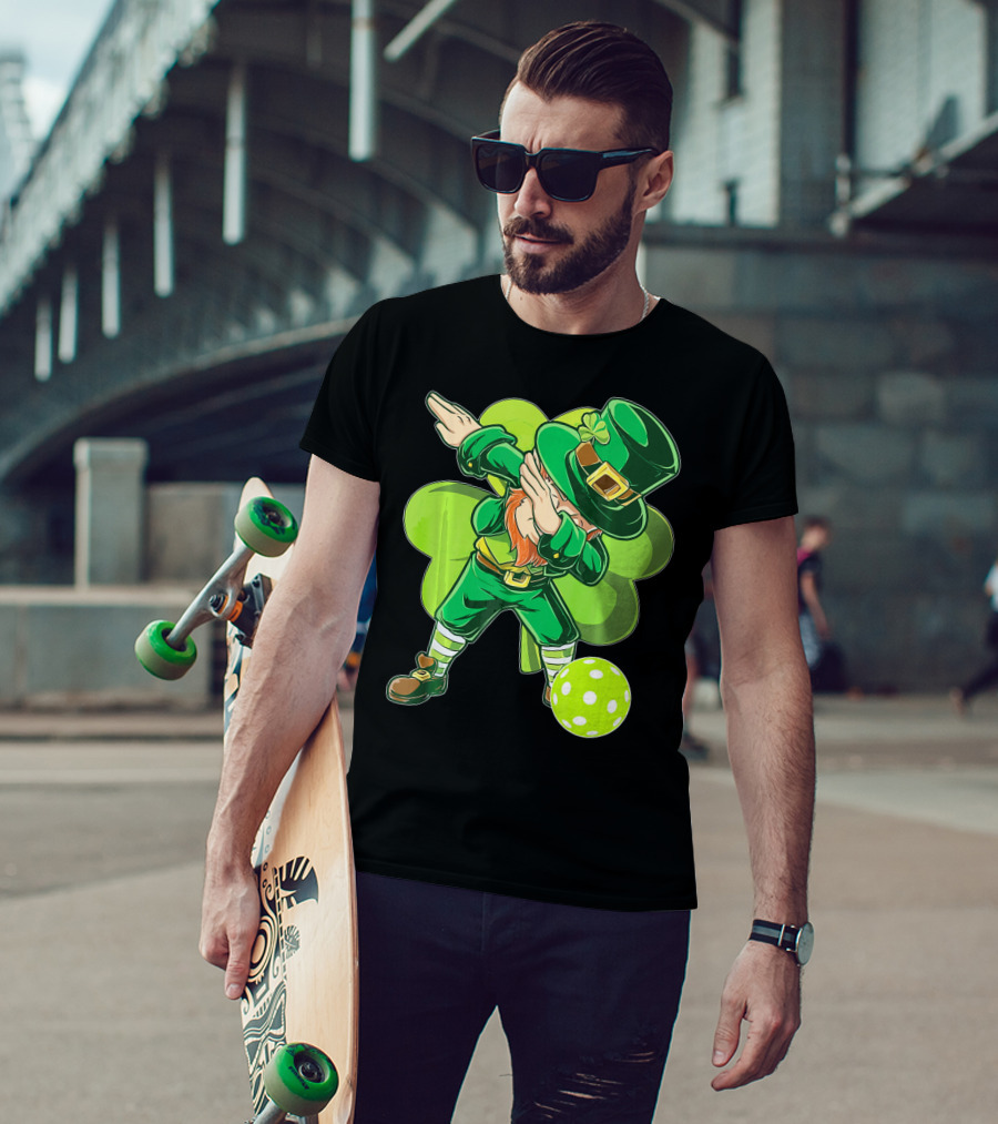 Funny Dabbing Leprechaun Pickleball Sport T-Shirt