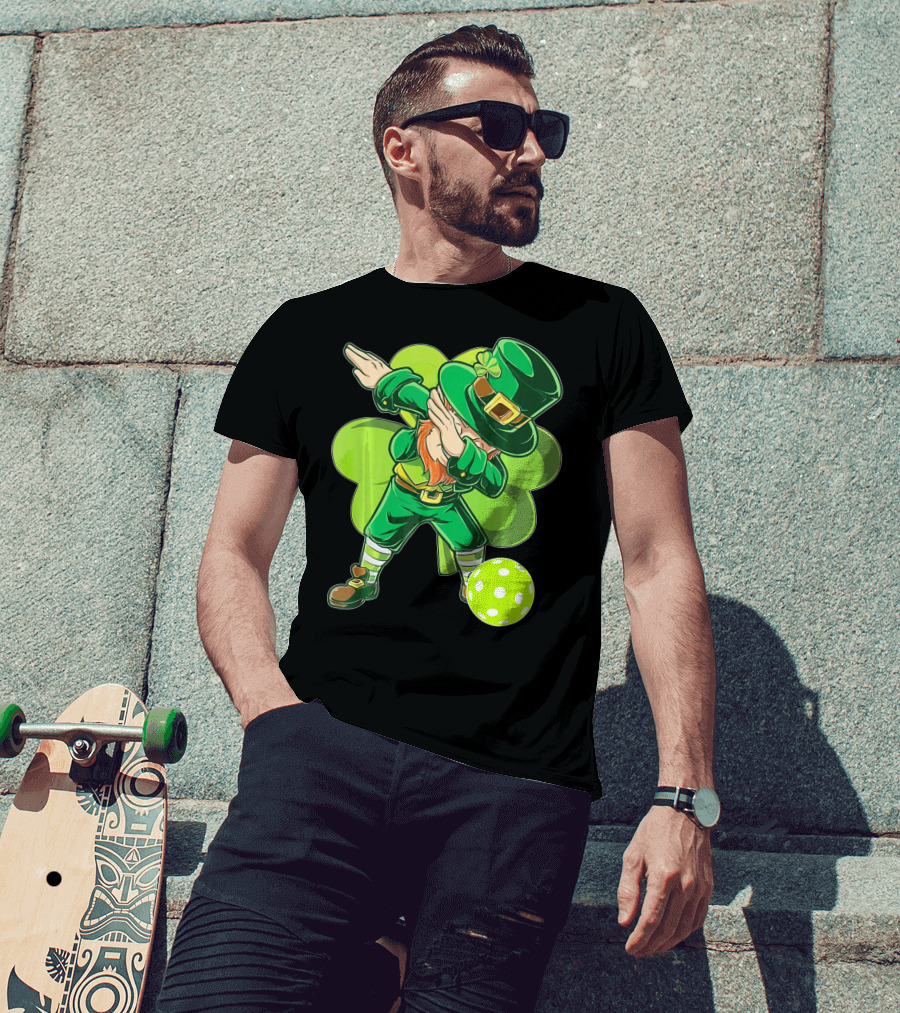 Funny Dabbing Leprechaun Pickleball Sport T-Shirt