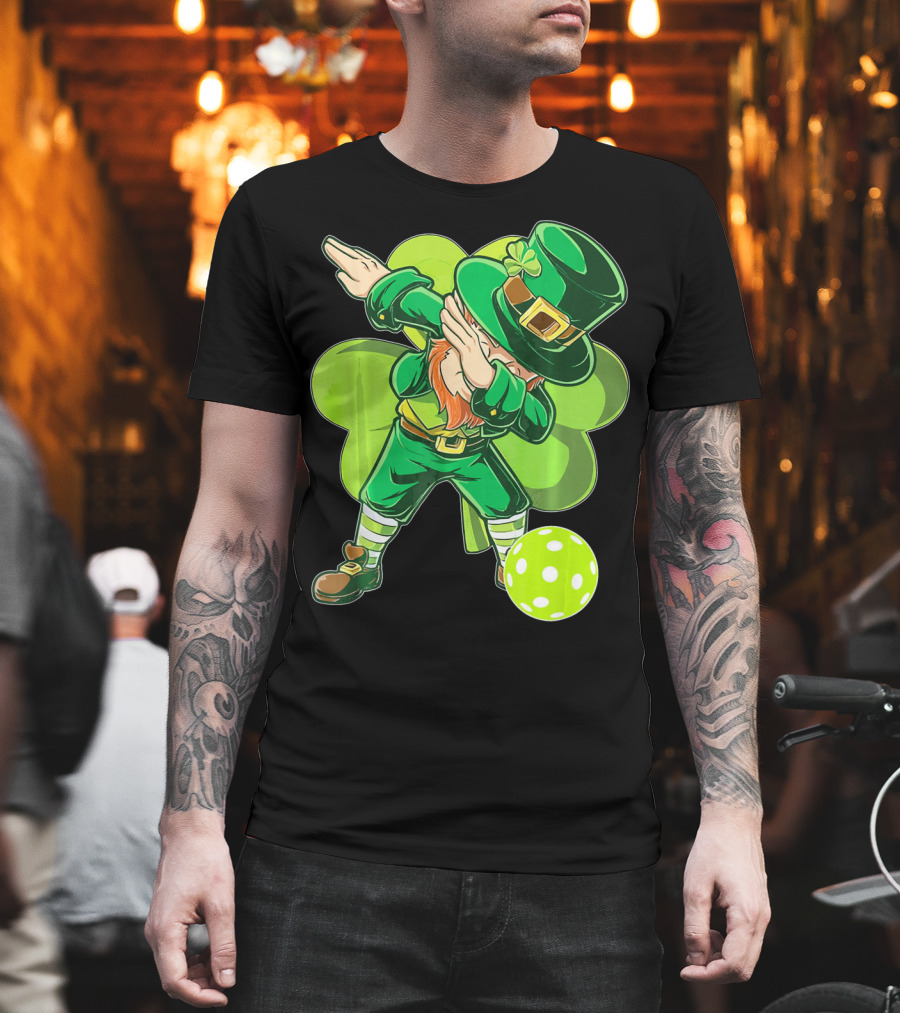 Funny Dabbing Leprechaun Pickleball Sport T-Shirt