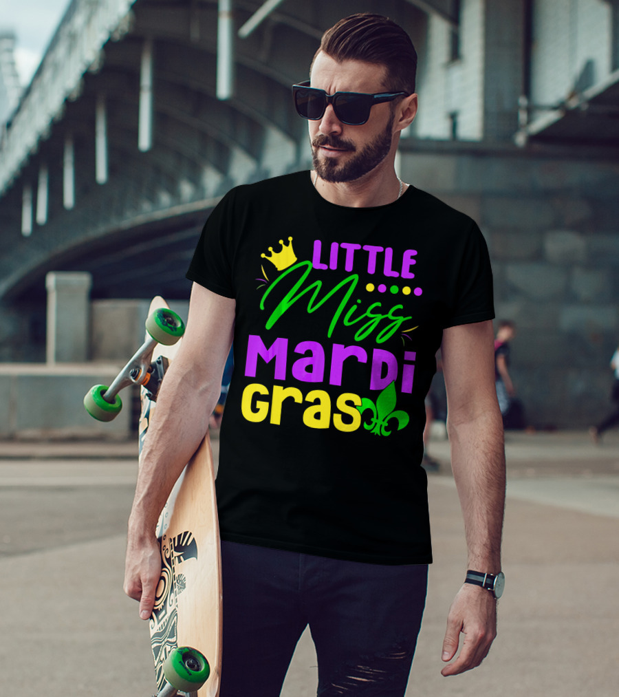 Little Miss Mardi Gras Fleur-de-Lis Crown Carnival T-Shirt