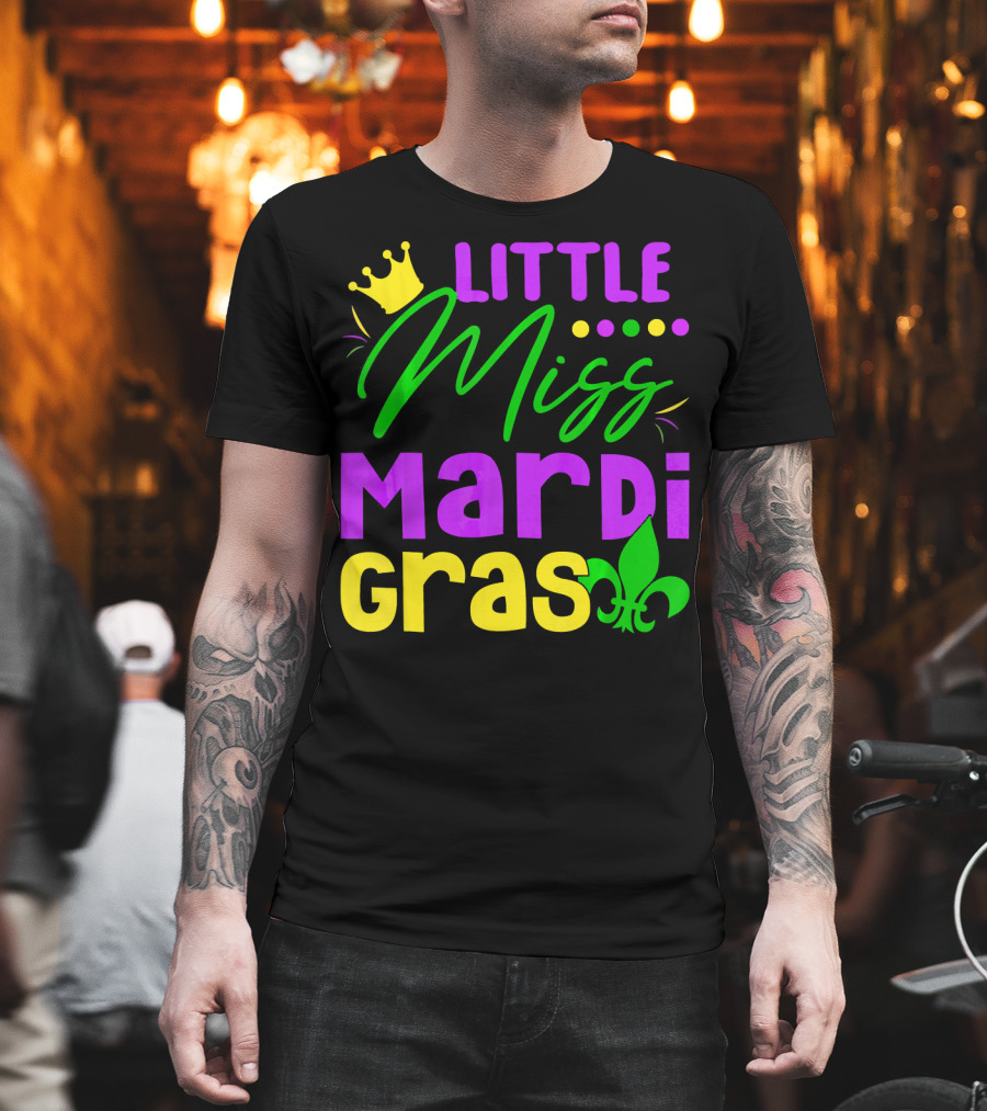 Little Miss Mardi Gras Fleur-de-Lis Crown Carnival T-Shirt
