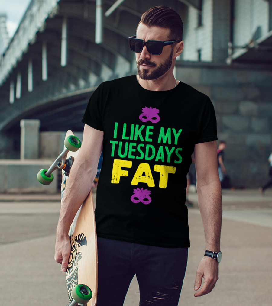 I Like My Tuesdays Fat Mardi Gras Jester Mask T-Shirt