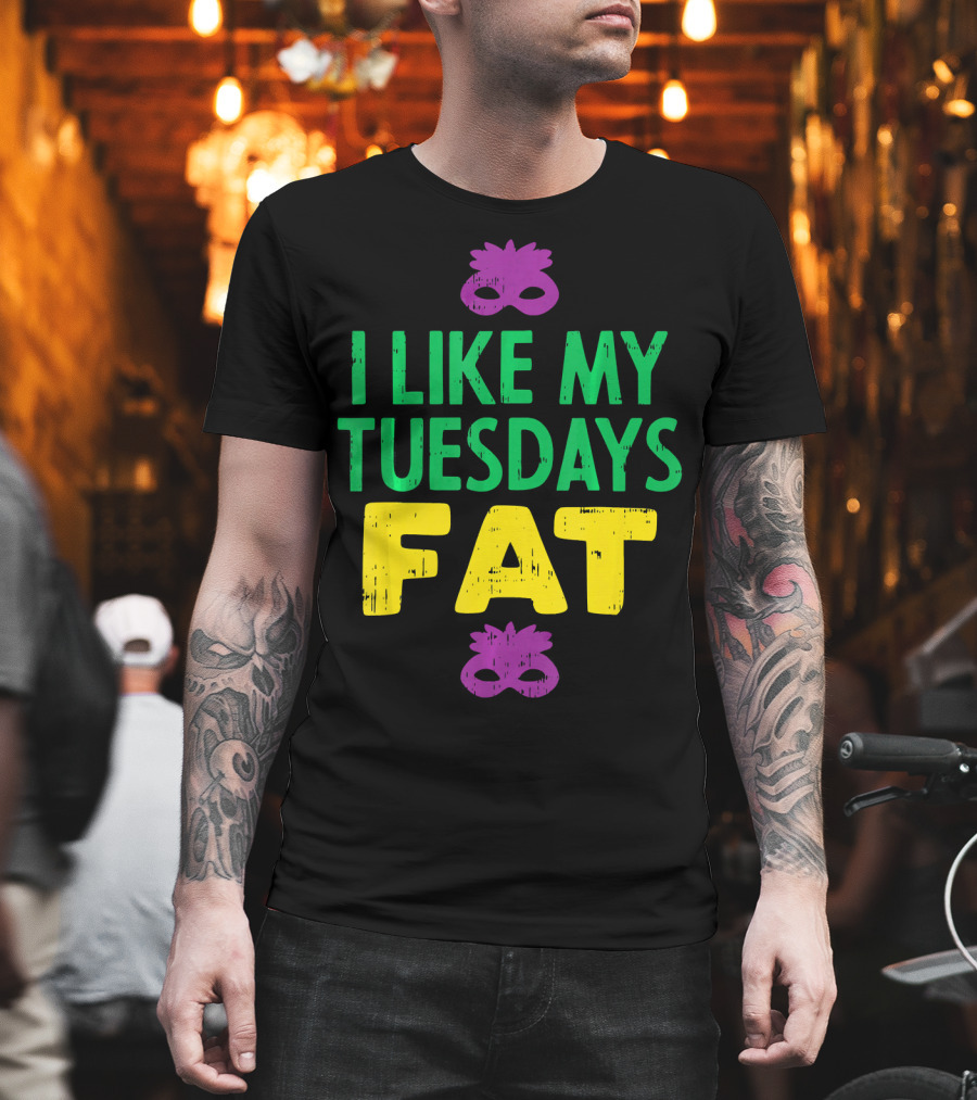 I Like My Tuesdays Fat Mardi Gras Jester Mask T-Shirt