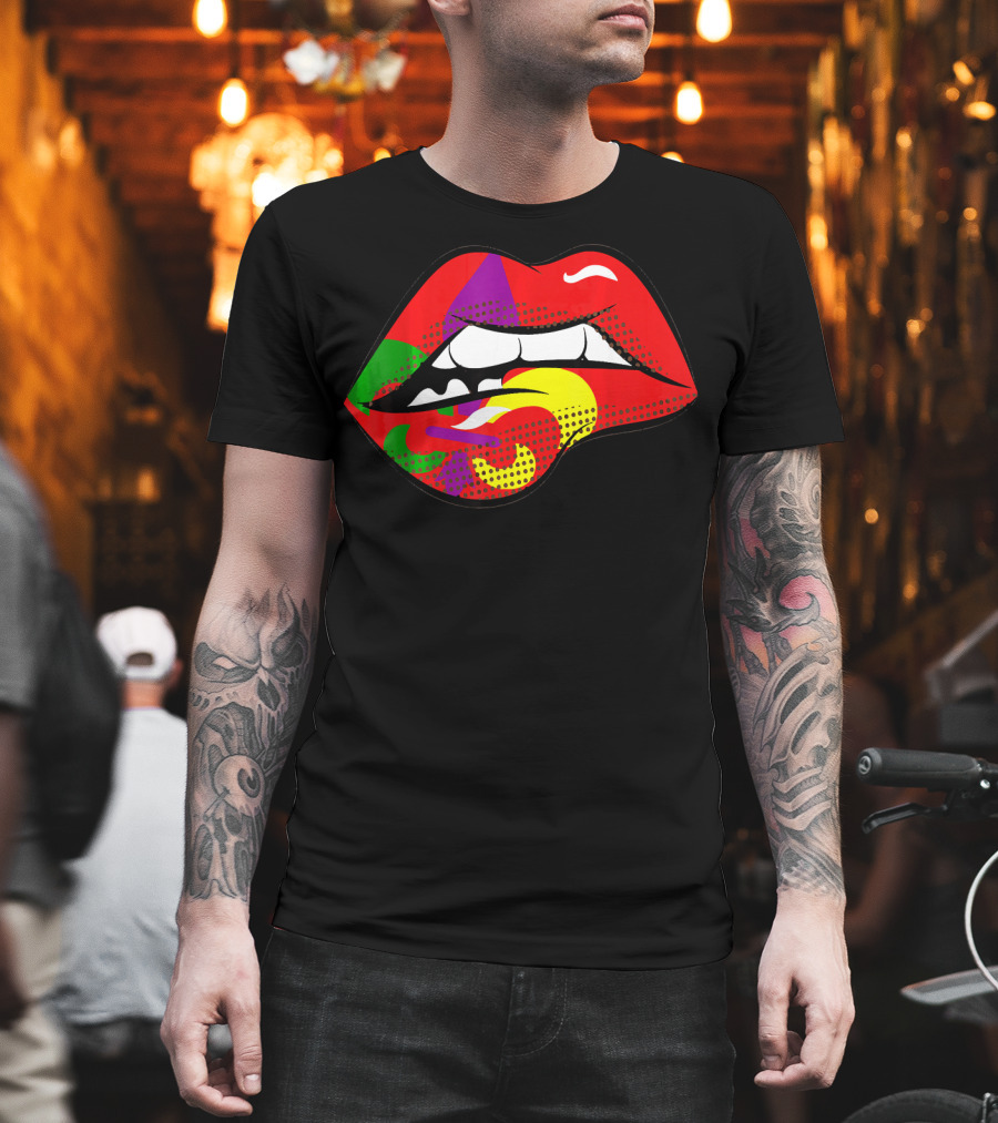 Mardi Gras Fleur De Lis Lips Party Pop T-Shirt
