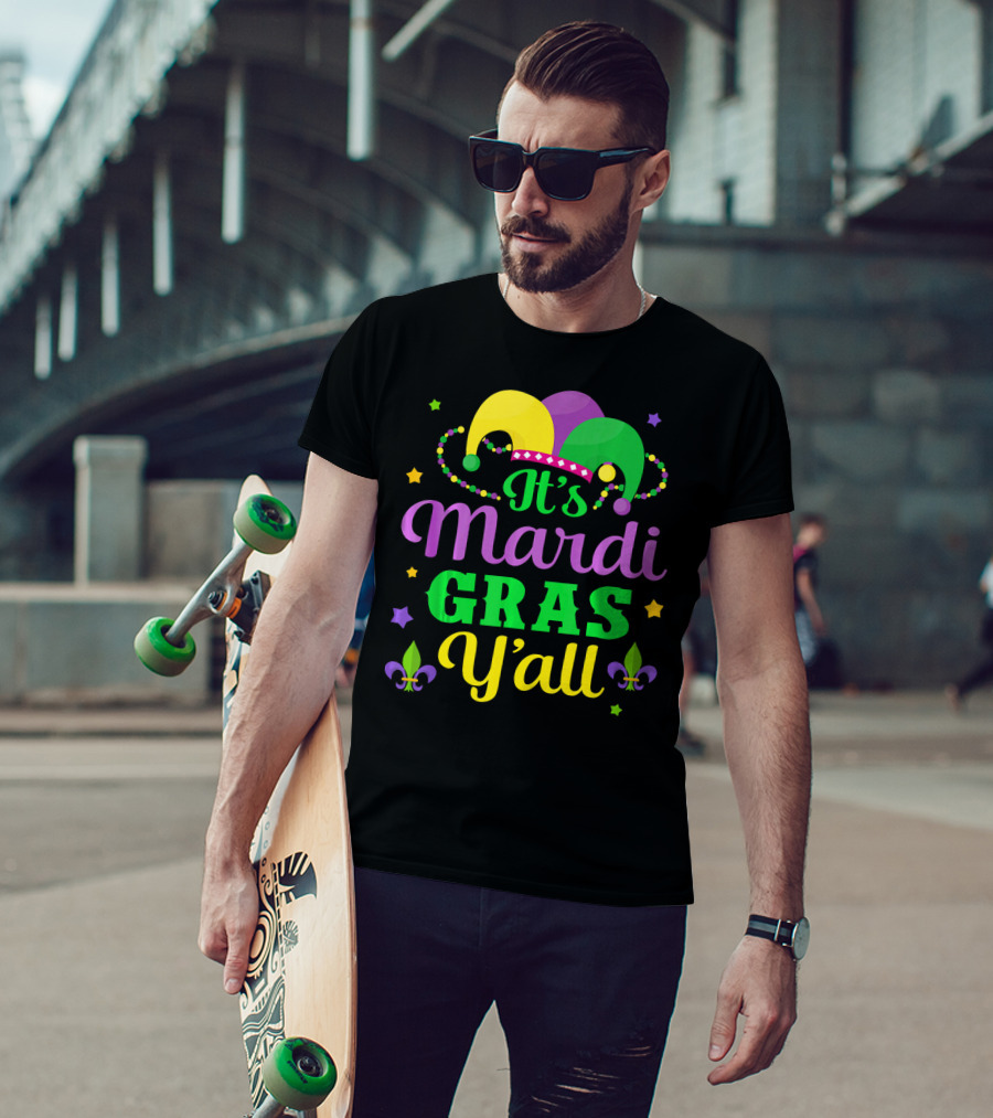 It's Mardi Gras Y'all Jester Hat Fleur-de-lis Stars T-Shirt