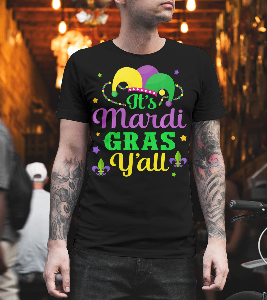 It's Mardi Gras Y'all Jester Hat Fleur-de-lis Stars T-Shirt
