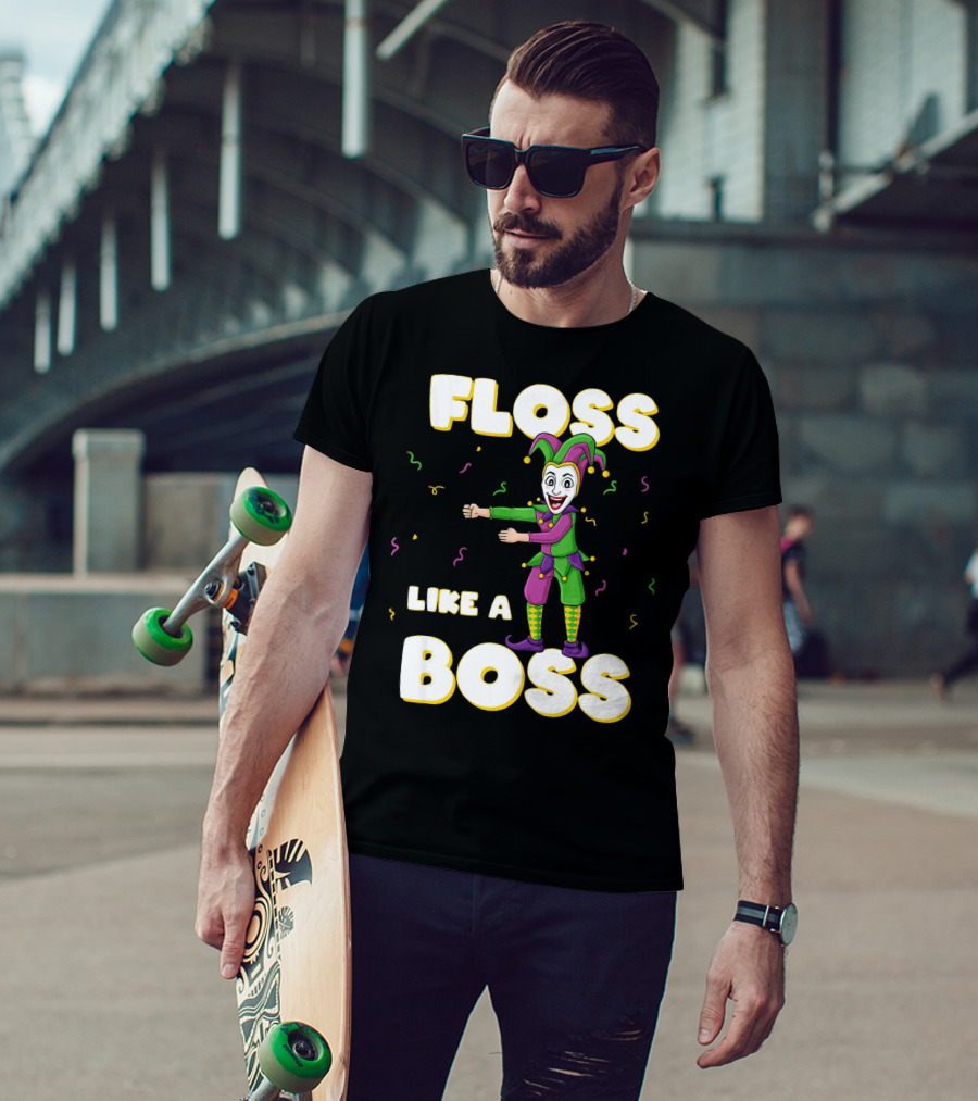 Floss Like A Boss Mardi Gras Joker Floss Jester Festive Dance T-Shirt