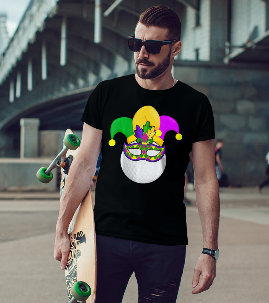 Golf Ball Mardi Gras Jester Hat Carnival Mask T-Shirt