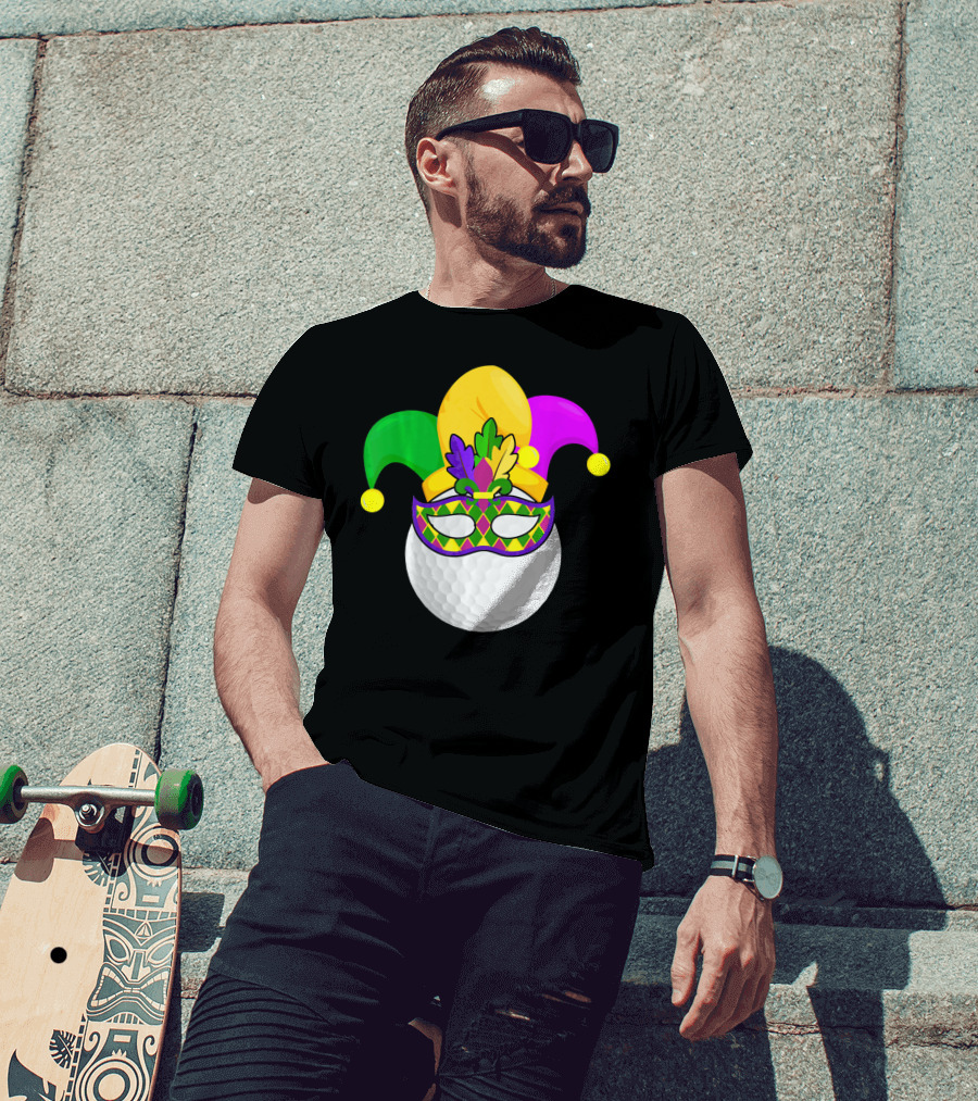 Golf Ball Mardi Gras Jester Hat Carnival Mask T-Shirt