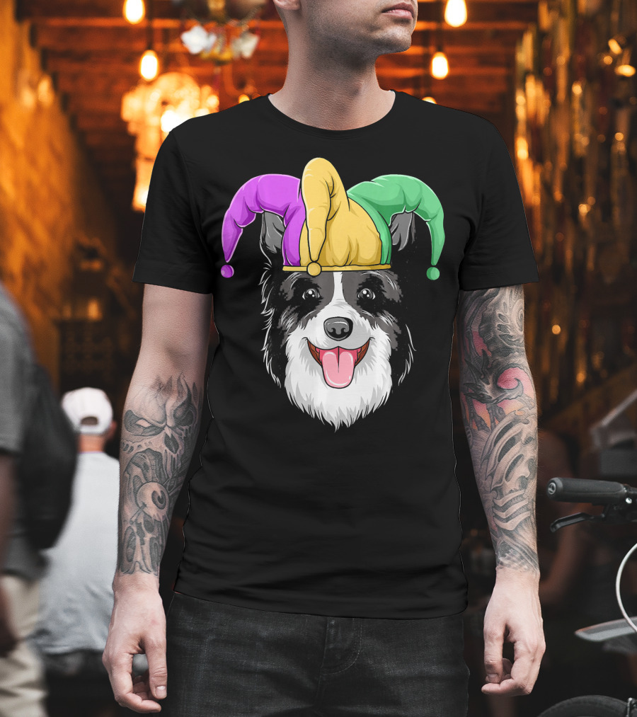 Mardi Gras Jester Hat Collie Carnival T-Shirt