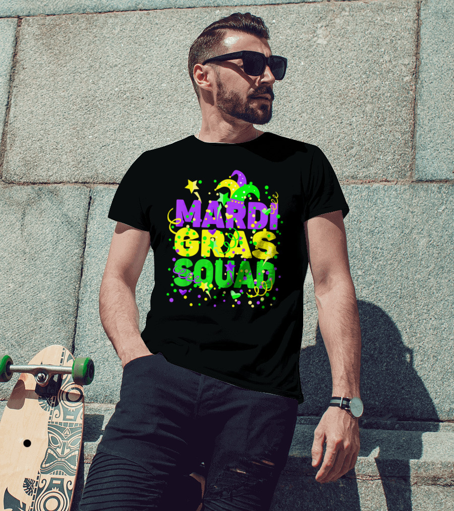 Mardi Gras Squad Stars And Celebration Elements T-Shirt