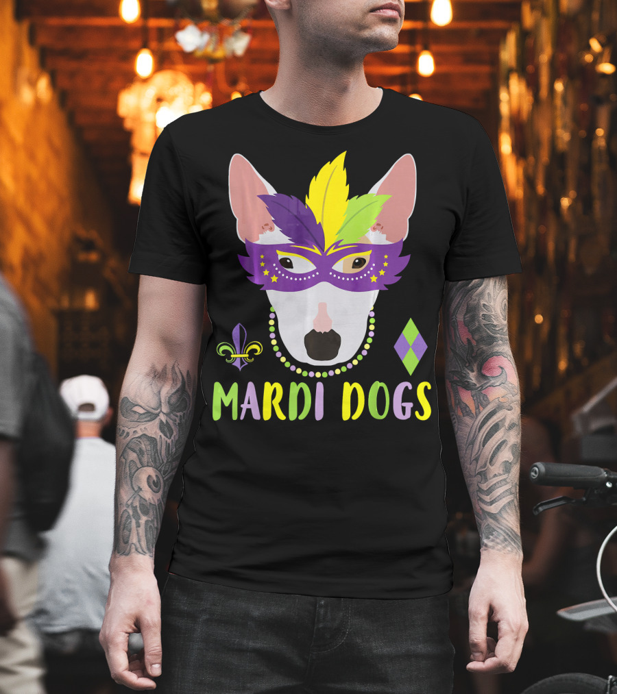 Bull Terrier Mardi Gras Costume Mardi Dogs T-Shirt