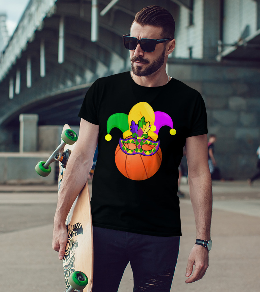 Basketball Carnival Mardi Gras Mask Jester Hat T-Shirt