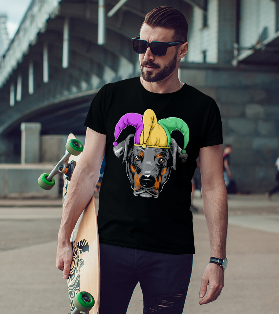 Mardi Gras Doberman Jester Hat Carnival Doberma T-Shirt