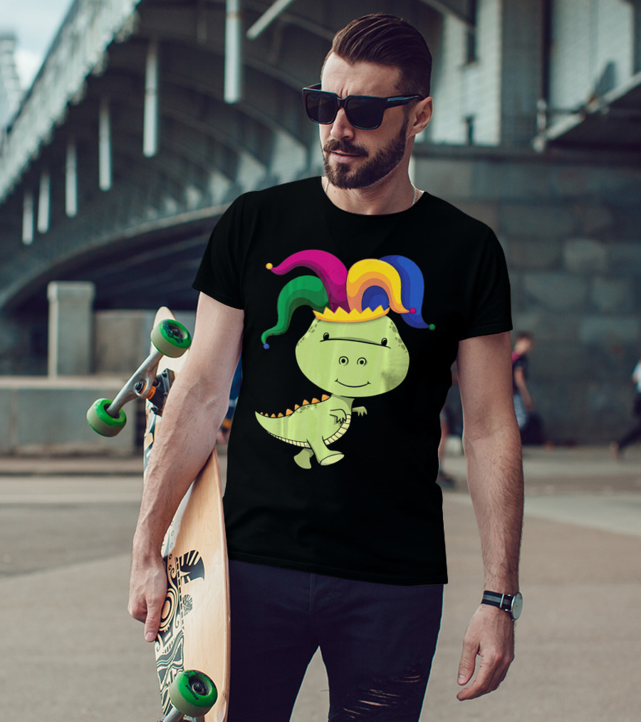T Rex Dinosaur Jester Hat Mardi Gras T-Shirt