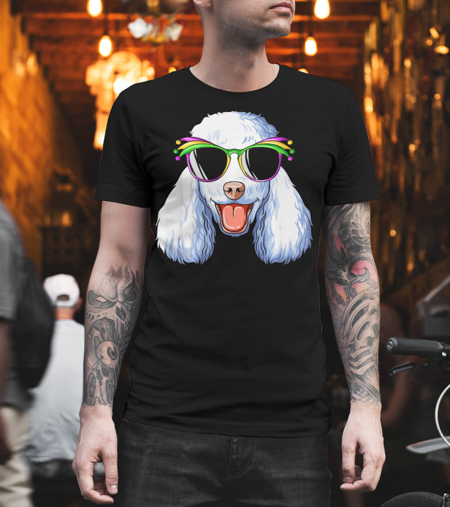 Poodle Mardi Gras Carnival Mask Sunglasses Happy Poodle T-Shirt