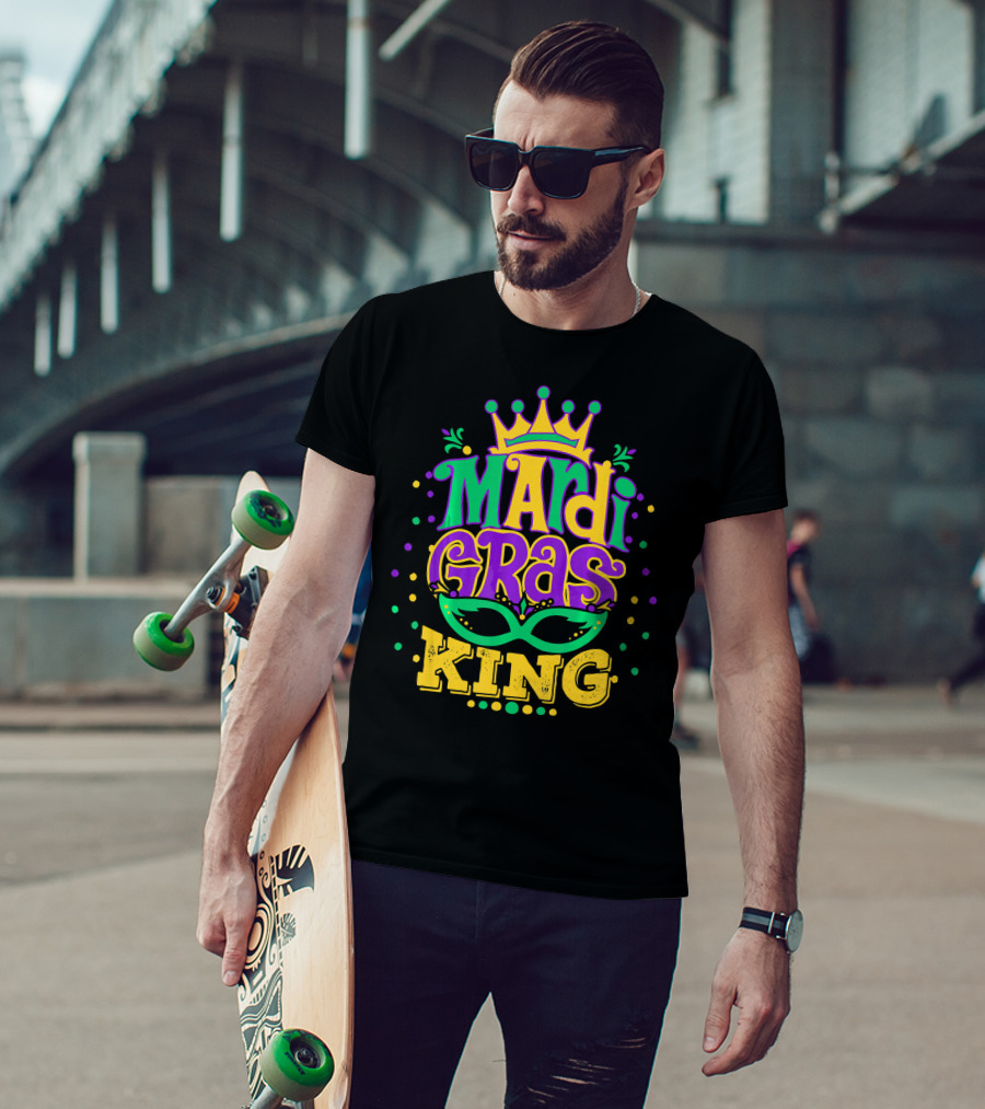 Mardi Gras King Crown Mask Confetti T-Shirt