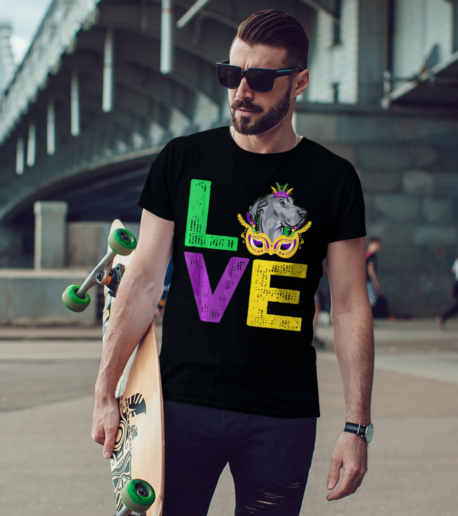 Love Cute Dane Dog Mardi Gras Dog Dad T-Shirt
