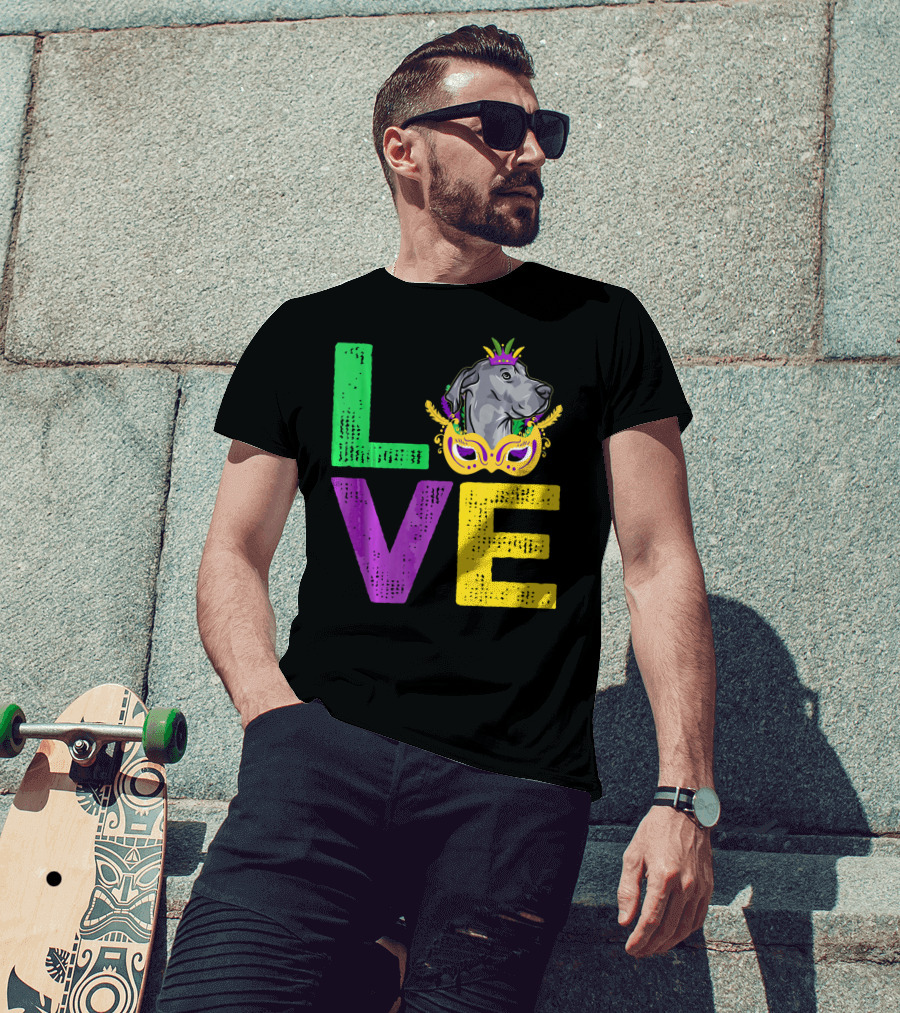 Love Cute Dane Dog Mardi Gras Dog Dad T-Shirt