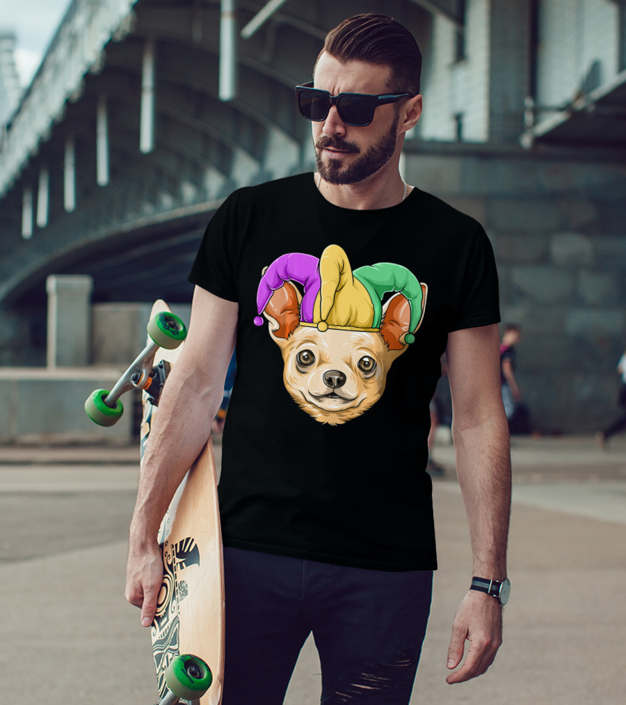 Mardi Gras Chihuahua Jester Hat Festival Carnival Dog T-Shirt