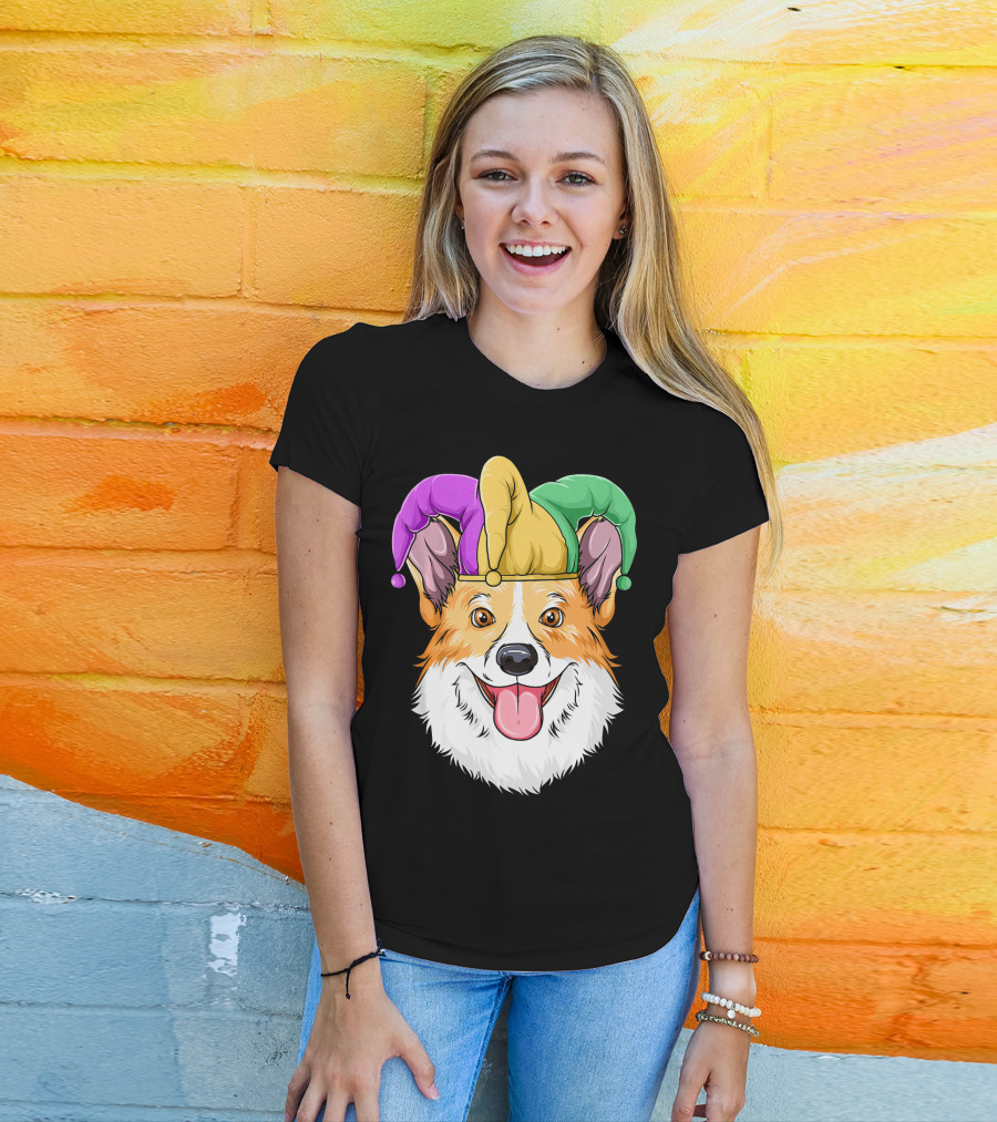 Mardi Gras Corgi Jester Hat Corgi Carnival T-Shirt