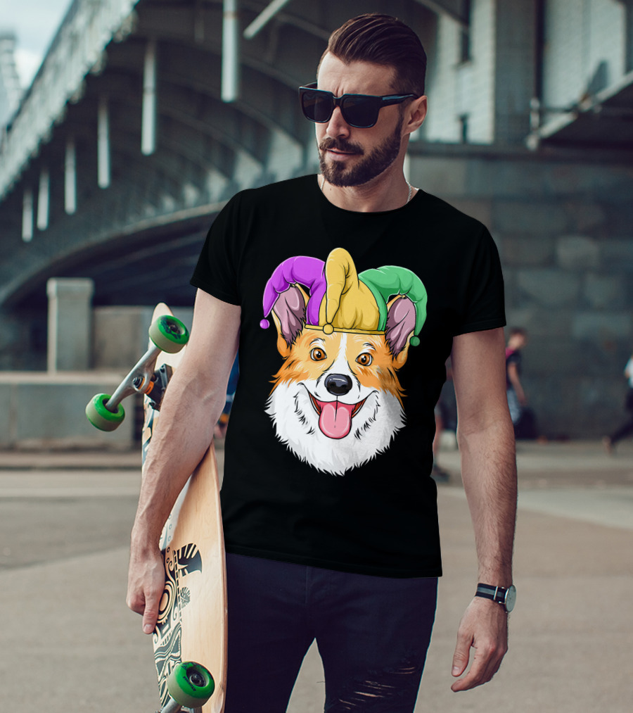 Mardi Gras Corgi Jester Hat Corgi Carnival T-Shirt