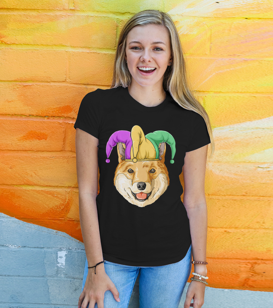 Mardi Gras Shiba Inu Jester Hat Carnival T-Shirt