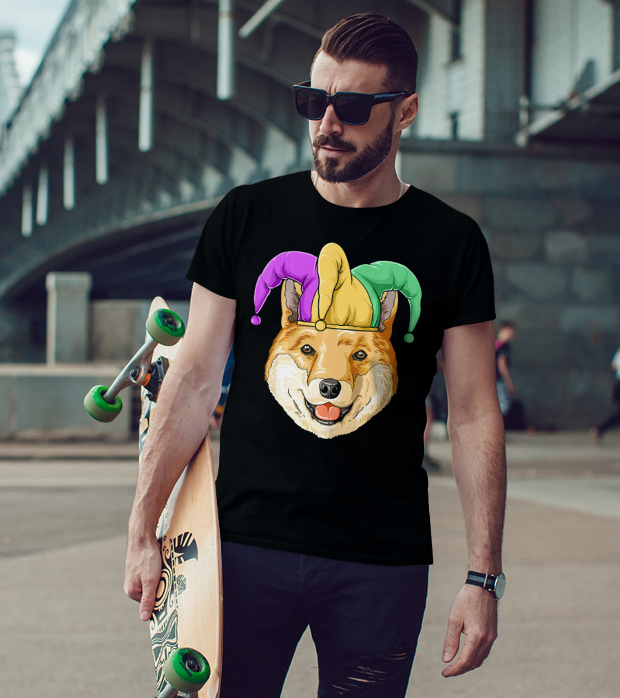 Mardi Gras Shiba Inu Jester Hat Carnival T-Shirt
