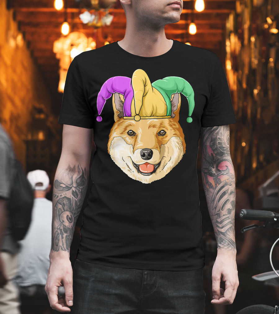 Mardi Gras Shiba Inu Jester Hat Carnival T-Shirt