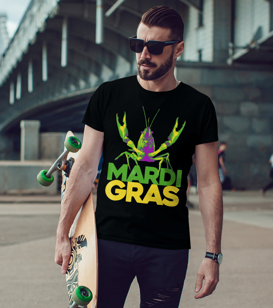 Mardi Gras Crawfish Vintage New Colorful T-Shirt