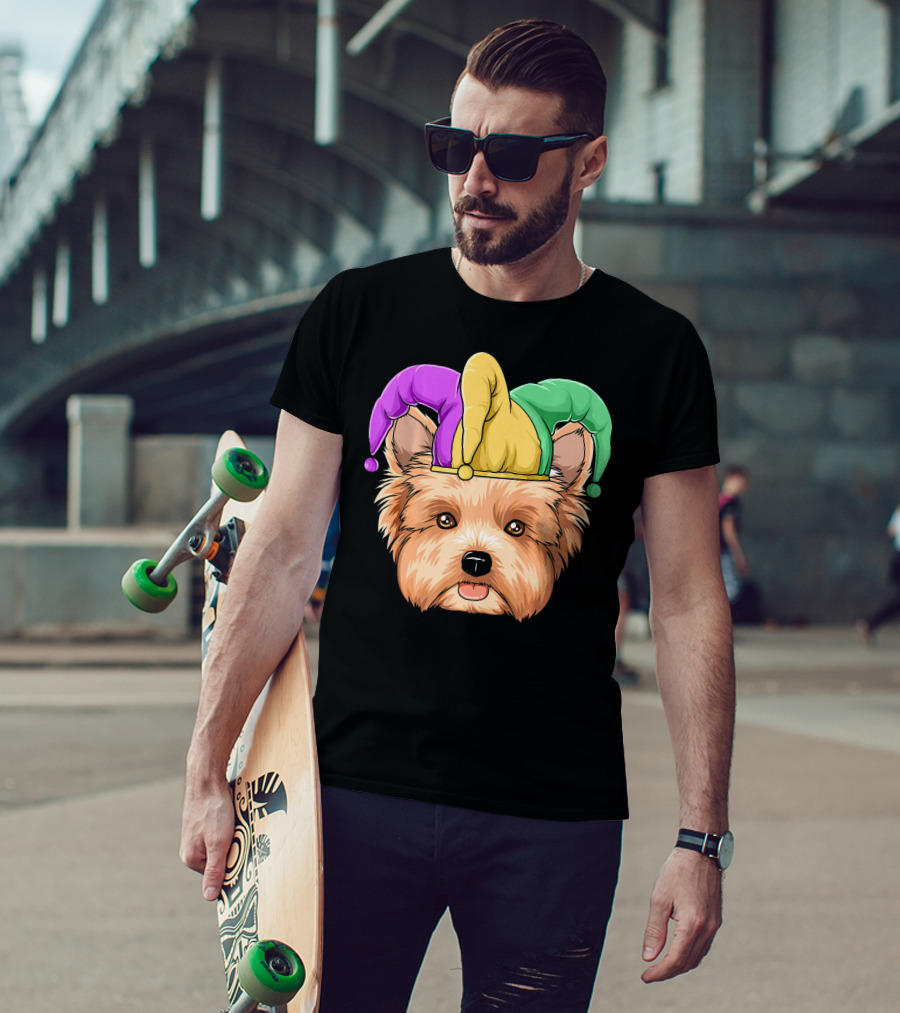Mardi Gras Yorkshire Terrier Jester Hat Yorksh Carnival T-Shirt