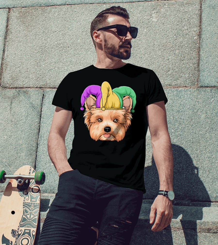 Mardi Gras Yorkshire Terrier Jester Hat Yorksh Carnival T-Shirt