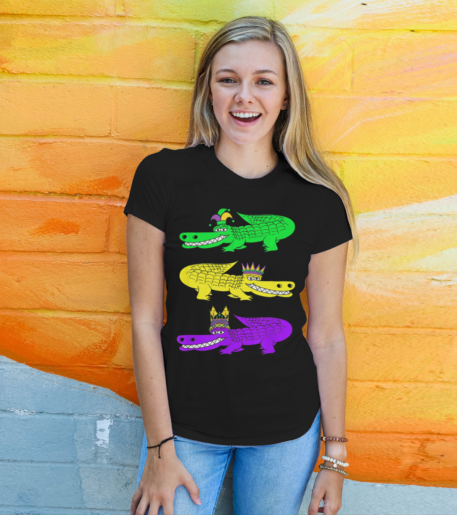 Alligator Crocodile Mardi Gras Festival Jester Kings T-Shirt
