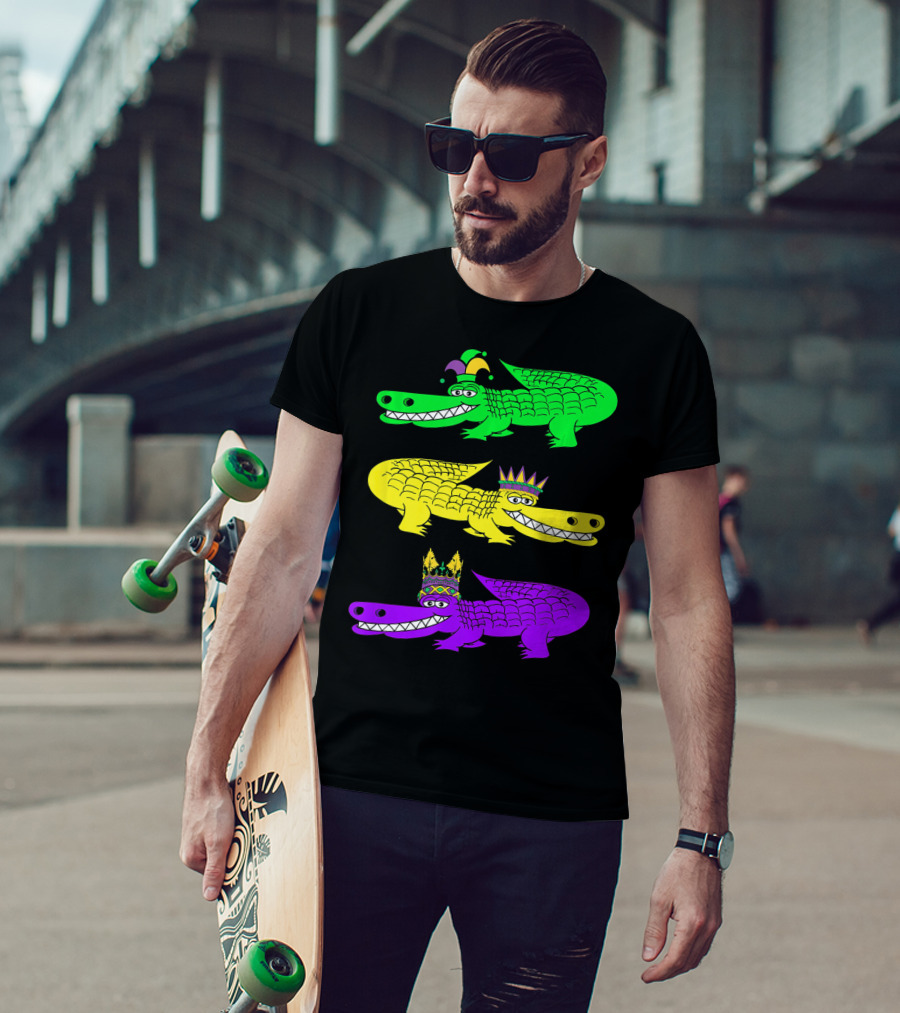 Alligator Crocodile Mardi Gras Festival Jester Kings T-Shirt