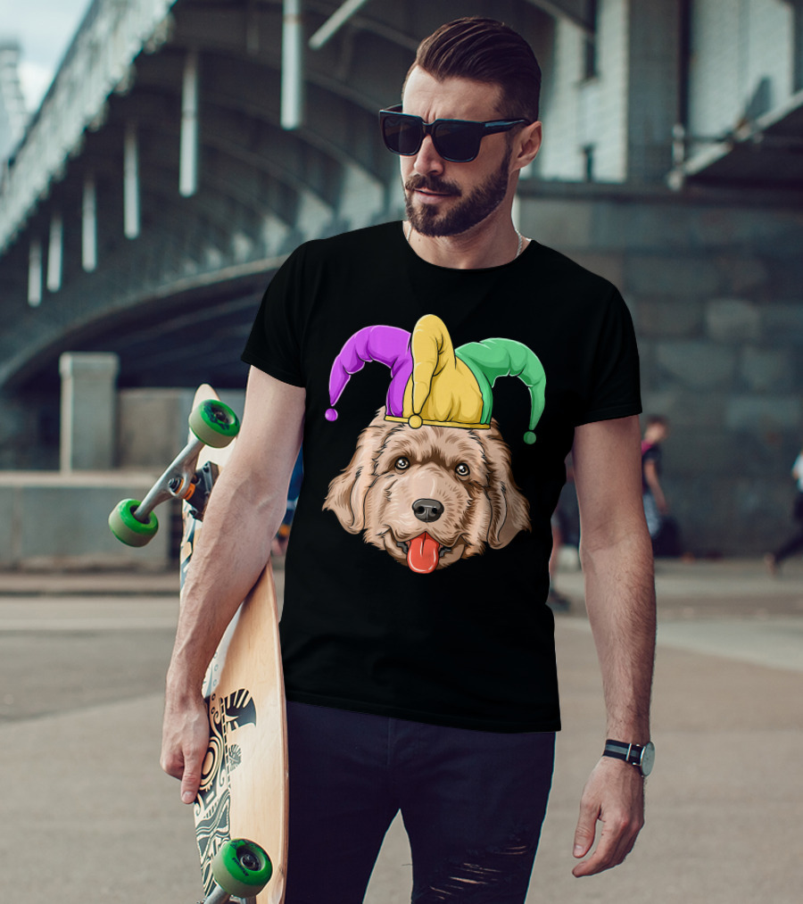 Mardi Gras Jester Newfoundland Dog Hat T-Shirt