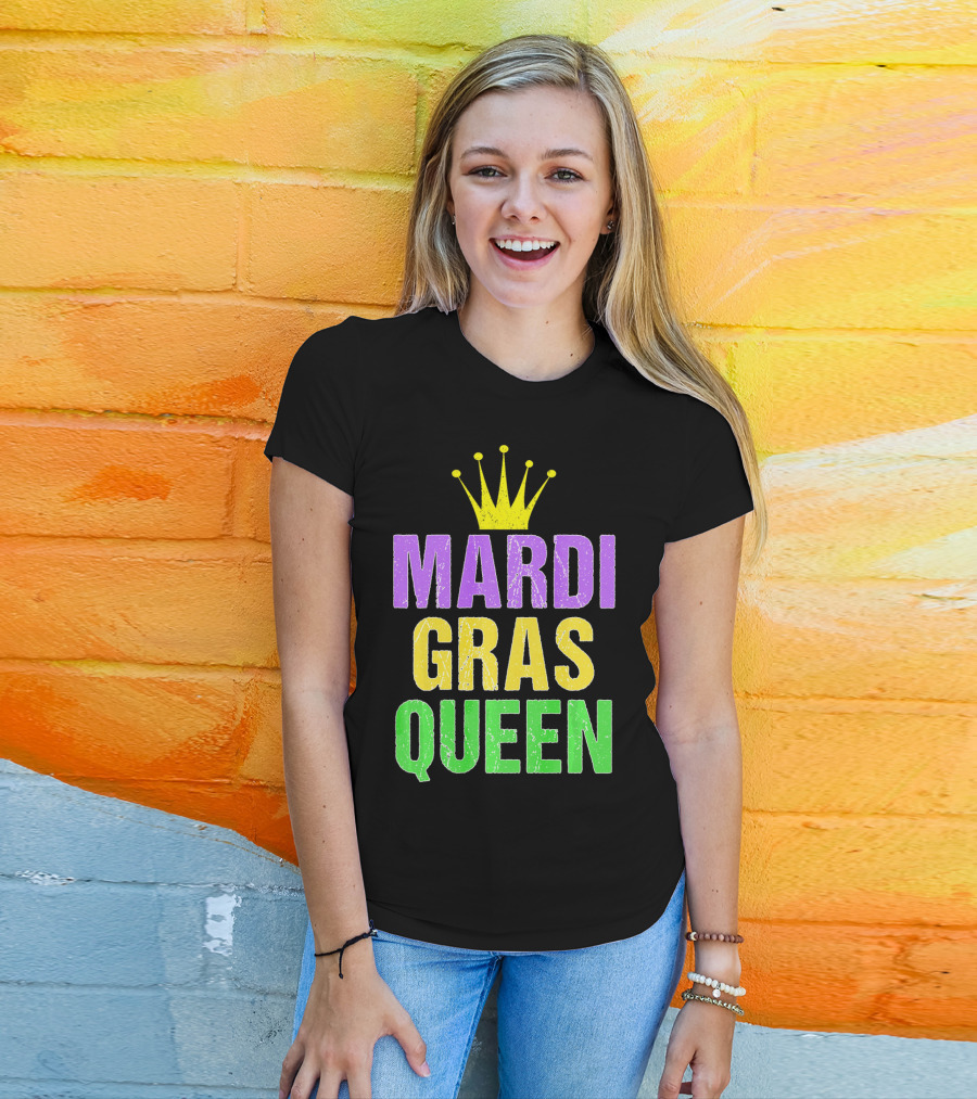 Mardi Gras Queen Mardi Gras Crown Purple Yellow Green T-Shirt