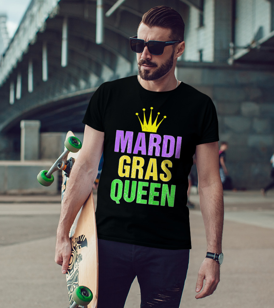 Mardi Gras Queen Mardi Gras Crown Purple Yellow Green T-Shirt