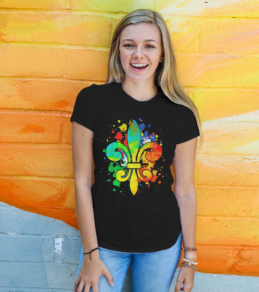 Mardi Gras New Orleans Colorful Fleur De Lis T-Shirt