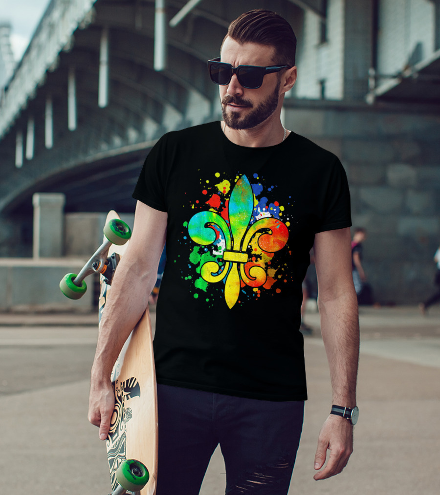 Mardi Gras New Orleans Colorful Fleur De Lis T-Shirt