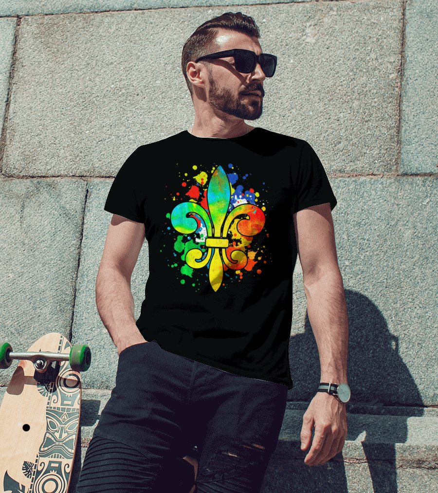Mardi Gras New Orleans Colorful Fleur De Lis T-Shirt