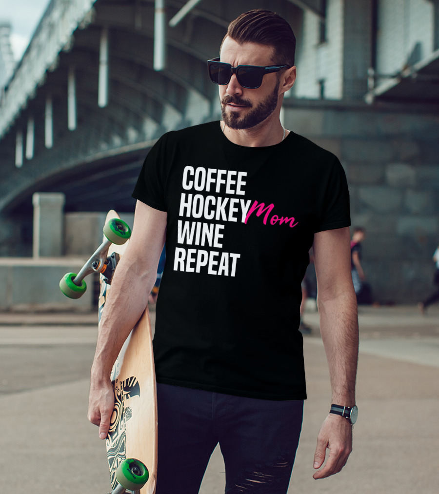 Hockey Mom Coffee Wine Repeat T-Shirt