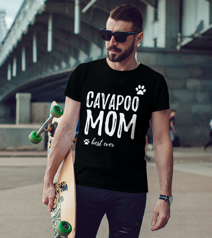 Cavapoo Mom Best Ever Paw Prints T-Shirt