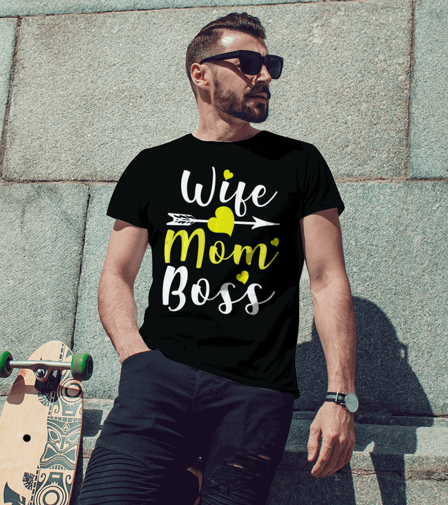 Wife Mom Boss Arrow Heart T-Shirt