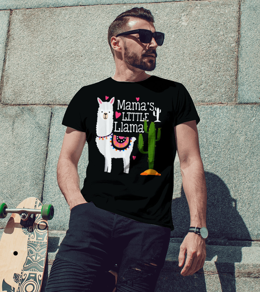 Mama's Little Llama Cute Heart Cactus T-Shirt