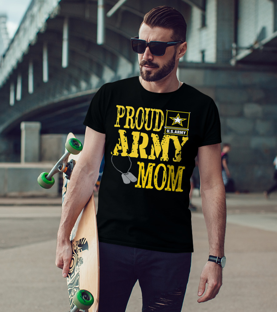 Proud Army Mom U.S. Army Military Pride Dog Tags T-Shirt