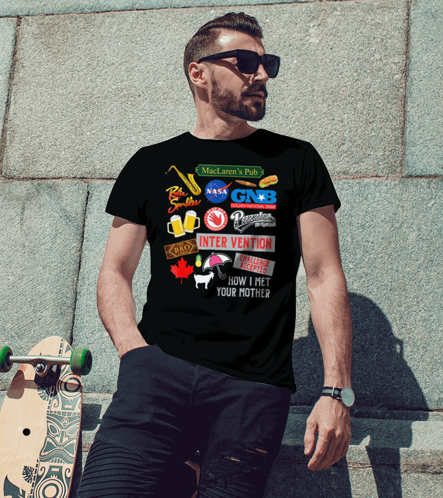 MacLaren's Pub Robin Sparkles Goliath National Bank Puzzles Intervention The Bro Code Challenge Accepted How I Met Your Mother T-Shirt