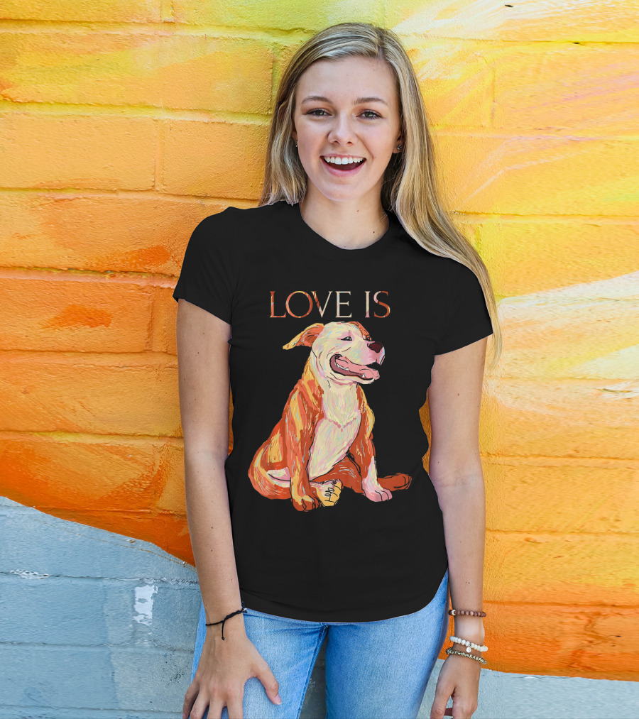 LOVE IS Pitbull Dog Cute T-Shirt