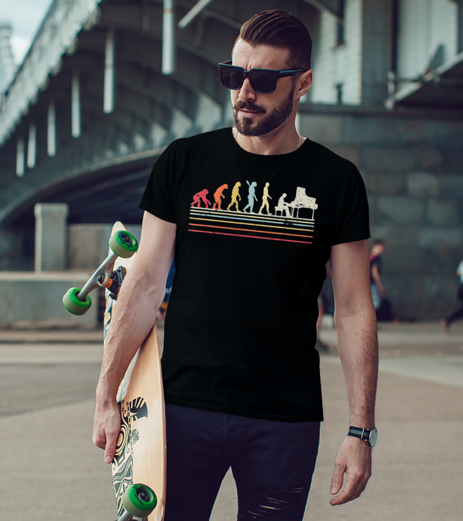 Funny Piano Retro Vintage Evolution Music Steps T-Shirt