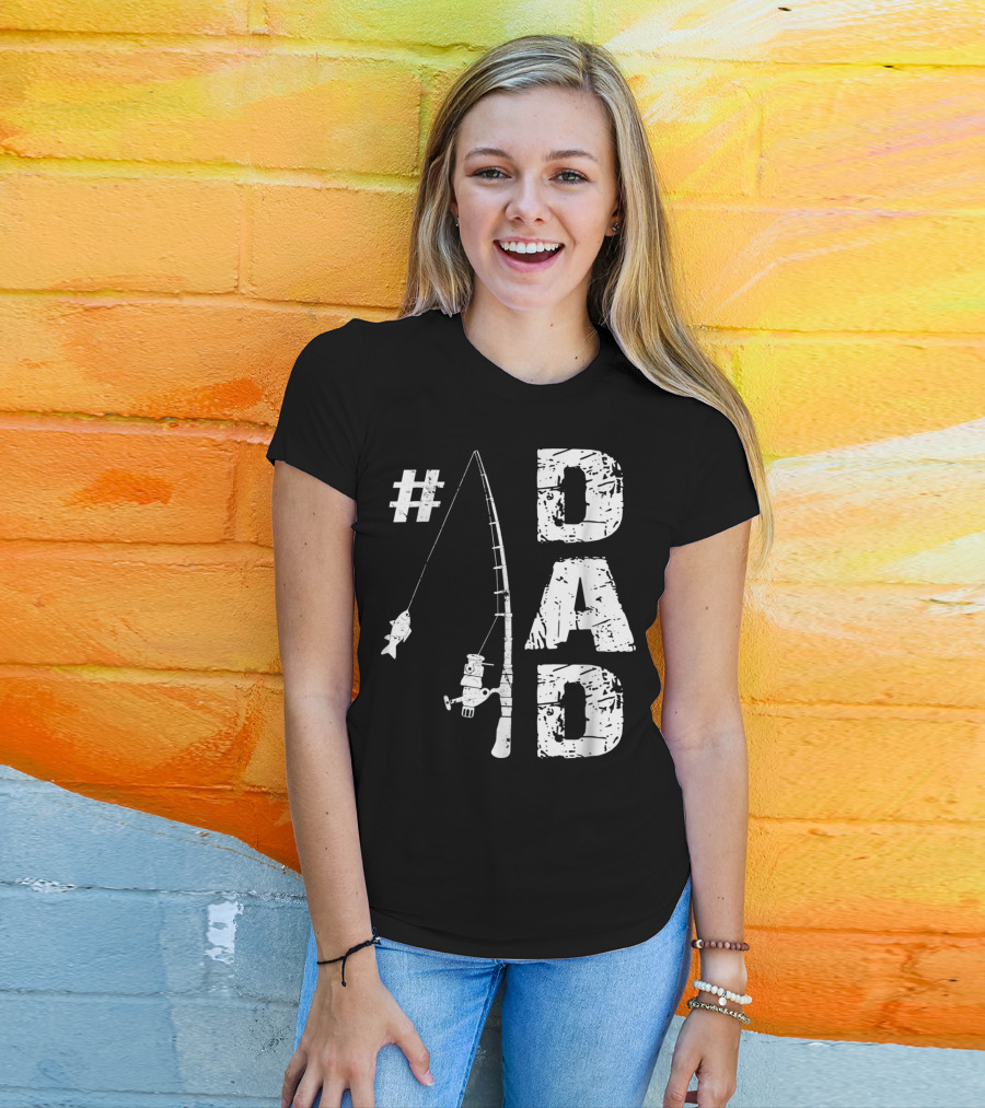 1 Dad Fishing Rod Catching Fish T-Shirt